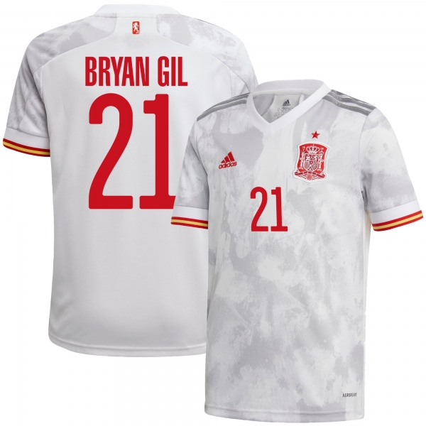 Spain National Team 2022 Qatar World Cup Bryan Gil #21 White Away Men Jersey