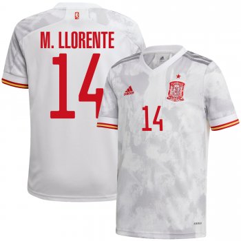 Spain National Team 2022 Qatar World Cup Marcos Llorente #14 White Away Men Jersey