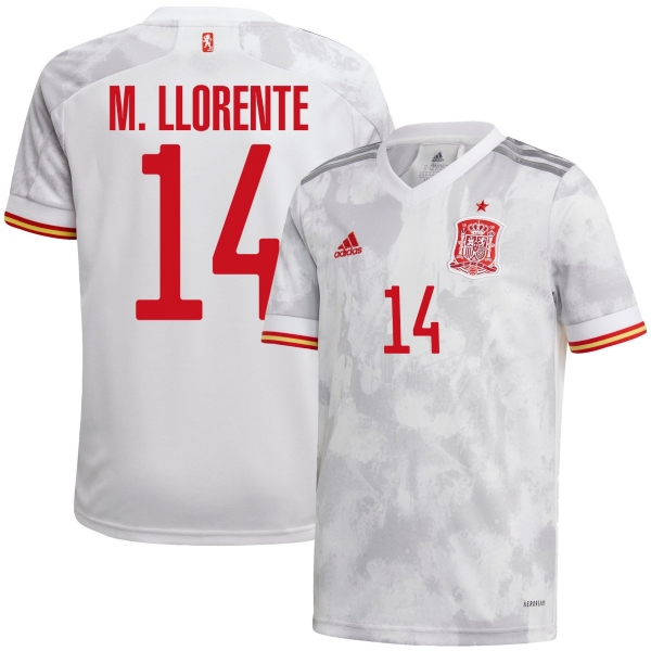 Spain National Team 2022 Qatar World Cup Marcos Llorente #14 White Away Men Jersey