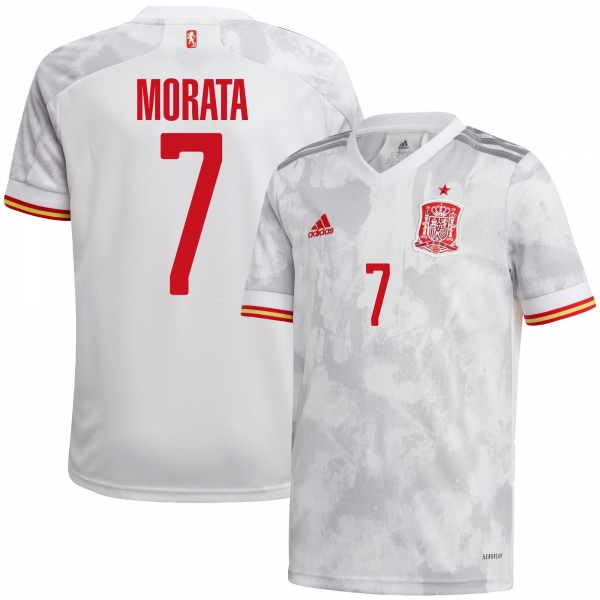 Spain National Team 2022 Qatar World Cup Alvaro Morata #7 White Away Men Jersey