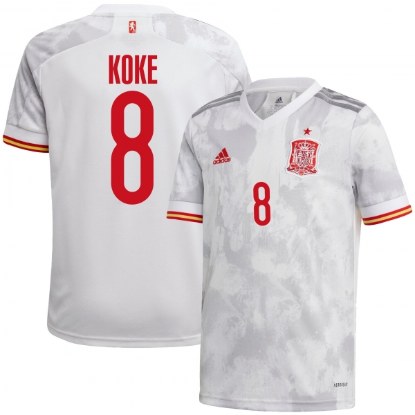 Spain National Team 2022 Qatar World Cup Koke #8 White Away Men Jersey