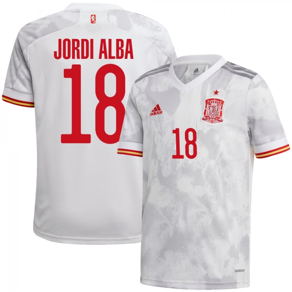 Spain National Team 2022 Qatar World Cup Jordi Alba #18 White Away Men Jersey