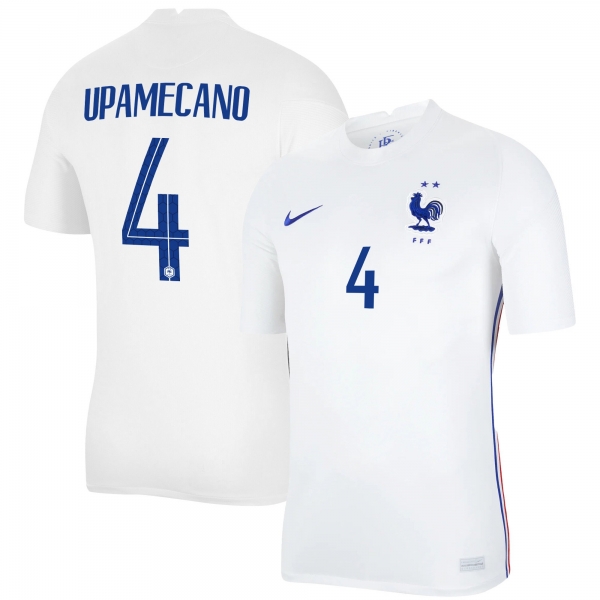 France National Team 2022 Qatar World Cup Dayot Upamecano #4 White Away Men Jersey