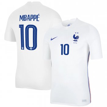 France National Team 2022 Qatar World Cup Kylian Mbappe #10 White Away Men Jersey