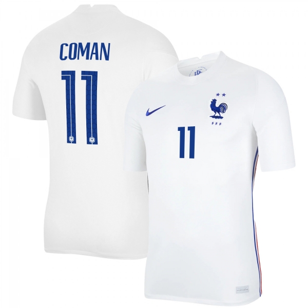 France National Team 2022 Qatar World Cup Kingsley Coman #11 White Away Men Jersey