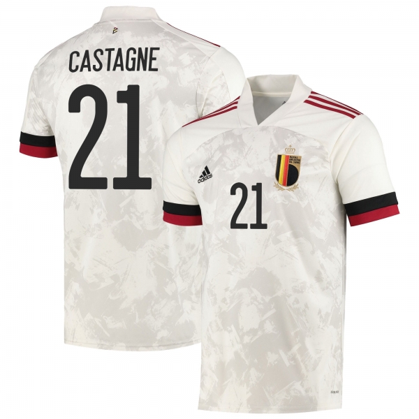 Belgium National Team 2022 Qatar World Cup Timothy Castagne #21 White Away Men Jersey