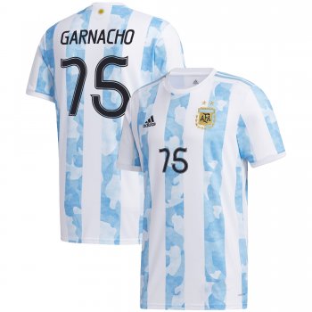 Argentina National Team 2022 Qatar World Cup Alejandro Garnacho #75 White - Light Blue Home Men Jersey