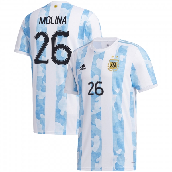 Argentina National Team 2022 Qatar World Cup Nahuel Molina #26 White - Light Blue Home Men Jersey