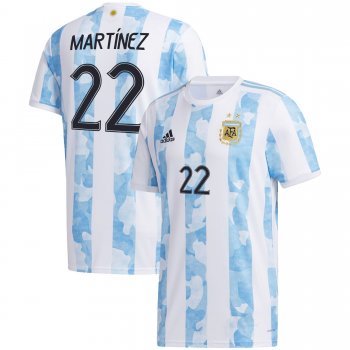 Argentina National Team 2022 Qatar World Cup Lautaro Martinez #22 White - Light Blue Home Men Jersey