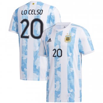 Argentina National Team 2022 Qatar World Cup Giovani Lo Celso #20 White - Light Blue Home Men Jersey