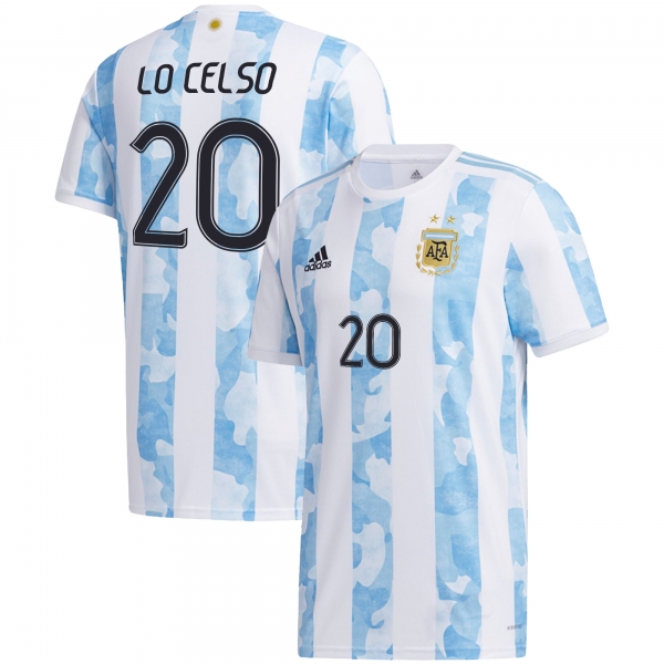 Argentina National Team 2022 Qatar World Cup Giovani Lo Celso #20 White - Light Blue Home Men Jersey