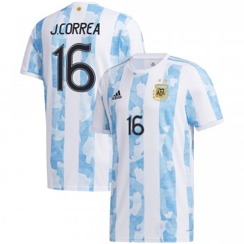 Argentina National Team 2022 Qatar World Cup Joaquin Correa #16 White - Light Blue Home Men Jersey