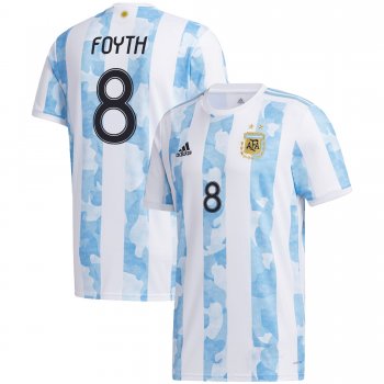 Argentina National Team 2022 Qatar World Cup Juan Foyth #8 White - Light Blue Home Men Jersey