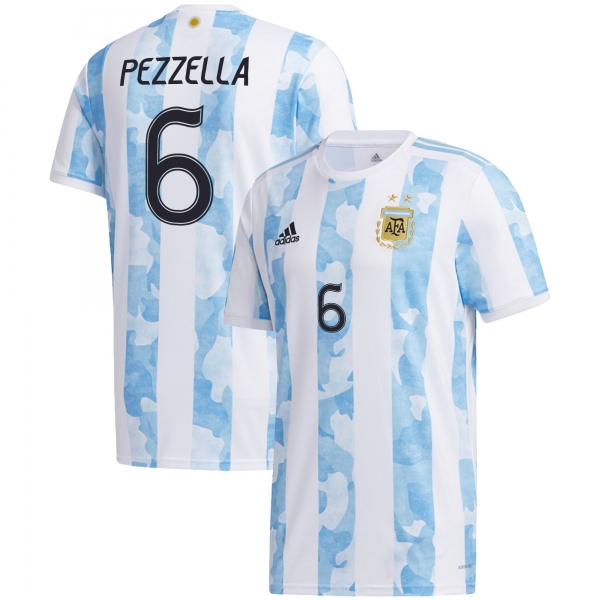 Argentina National Team 2022 Qatar World Cup German Pezzella #6 White - Light Blue Home Men Jersey