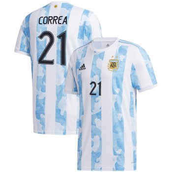 Argentina National Team 2022 Qatar World Cup Angel Correa #21 White - Light Blue Home Men Jersey