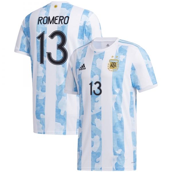 Argentina National Team 2022 Qatar World Cup Cristian Romero #13 White - Light Blue Home Men Jersey