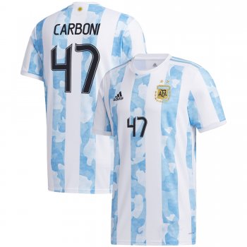 Argentina National Team 2022 Qatar World Cup Franco Carboni #47 White - Light Blue Home Men Jersey