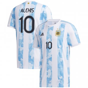 Argentina National Team 2022 Qatar World Cup Alexis Mac Allister #10 White - Light Blue Home Men Jersey