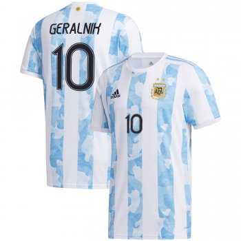 Argentina National Team 2022 Qatar World Cup Tiago Geralnik #10 White - Light Blue Home Men Jersey