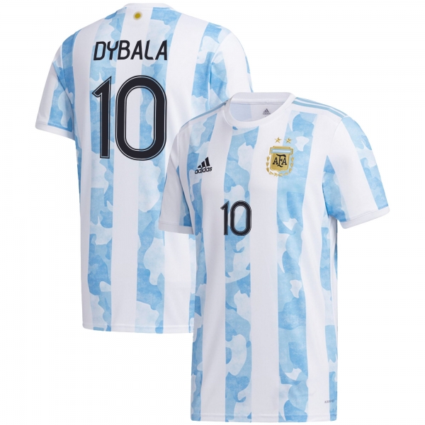 Argentina National Team 2022 Qatar World Cup Paulo Dybala #10 White - Light Blue Home Men Jersey