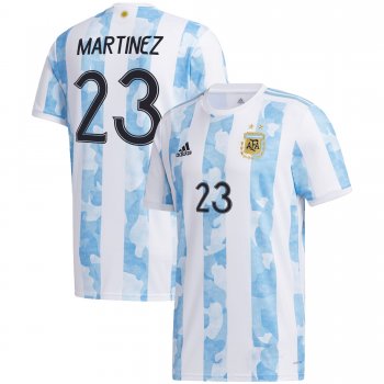 Argentina National Team 2022 Qatar World Cup Emiliano Martinez #23 White - Light Blue Home Men Jersey