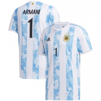 Argentina National Team 2022 Qatar World Cup Franco Armani #1 White - Light Blue Home Men Jersey