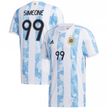 Argentina National Team 2022 Qatar World Cup Giovanni Simeone #99 White - Light Blue Home Men Jersey