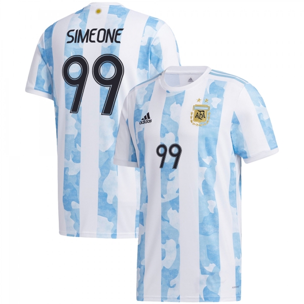 Argentina National Team 2022 Qatar World Cup Giovanni Simeone #99 White - Light Blue Home Men Jersey