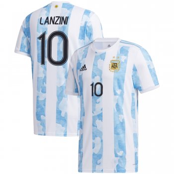 Argentina National Team 2022 Qatar World Cup Manuel Lanzini #10 White - Light Blue Home Men Jersey