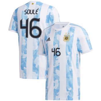 Argentina National Team 2022 Qatar World Cup Matias Soule #46 White - Light Blue Home Men Jersey