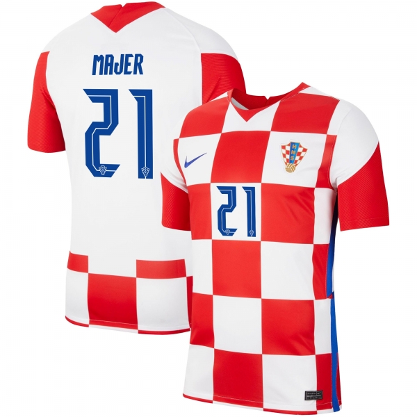 Croatia National Team 2022 Qatar World Cup Lovro Majer #21 Red - White Home Men Jersey