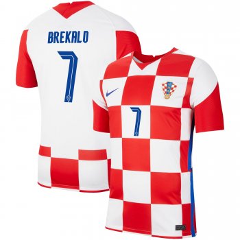 Croatia National Team 2022 Qatar World Cup Josip Brekalo #7 Red - White Home Men Jersey