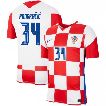 Croatia National Team 2022 Qatar World Cup Marin Pongracic #34 Red - White Home Men Jersey