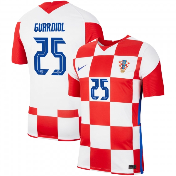 Croatia National Team 2022 Qatar World Cup Josko Gvardiol #25 Red - White Home Men Jersey