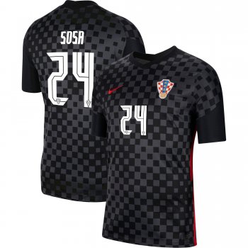 Croatia National Team 2022 Qatar World Cup Borna Sosa #24 Black Away Men Jersey