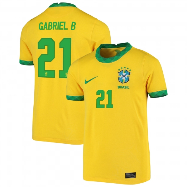 Brazil National Team 2022 Qatar World Cup Gabriel Barbosa #21 Gold Home Men Jersey