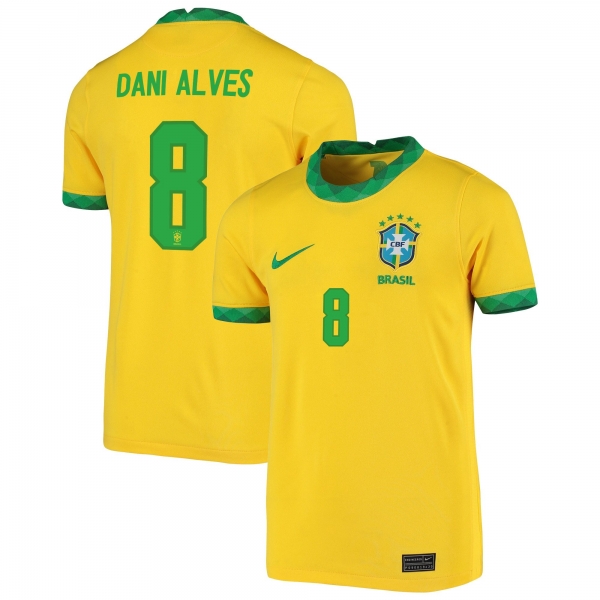 Brazil National Team 2022 Qatar World Cup Dani Alves #8 Gold Home Men Jersey