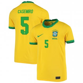 Brazil National Team 2022 Qatar World Cup Casemiro #5 Gold Home Men Jersey