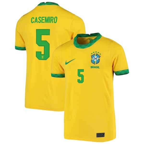 Brazil National Team 2022 Qatar World Cup Casemiro #5 Gold Home Men Jersey