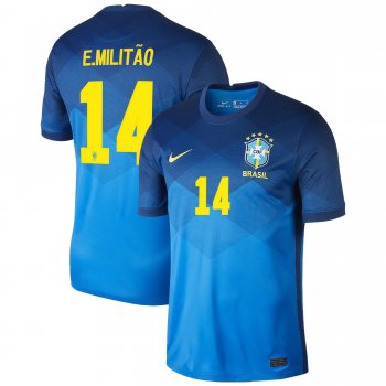 Brazil National Team 2022 Qatar World Cup Eder Militao #14 Coastal Blue Away Men Jersey