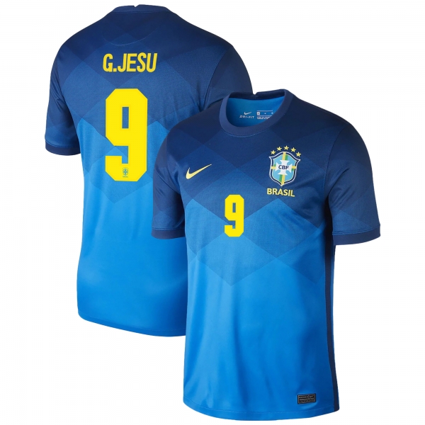 Brazil National Team 2022 Qatar World Cup Gabriel Jesus #9 Coastal Blue Away Men Jersey