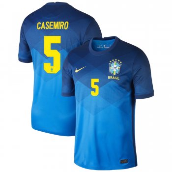 Brazil National Team 2022 Qatar World Cup Casemiro #5 Coastal Blue Away Men Jersey