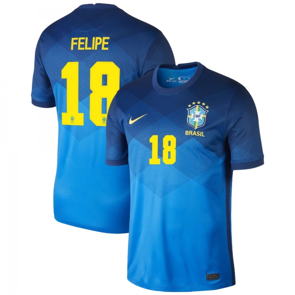 Brazil National Team 2022 Qatar World Cup Felipe Augusto de Almeida Monteiro #18 Coastal Blue Away Men Jersey