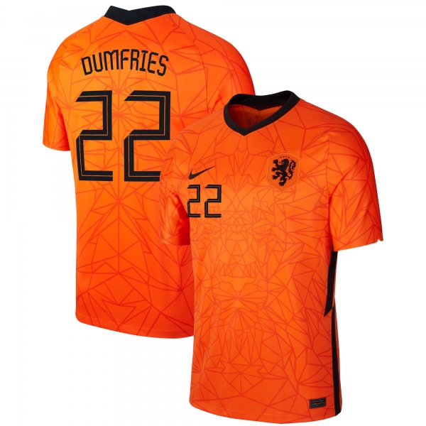 Netherlands National Team 2022 Qatar World Cup Denzel Dumfries #22 Orange Home Men Jersey