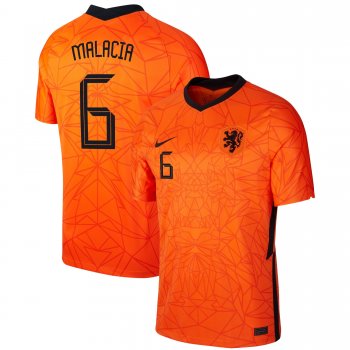 Netherlands National Team 2022 Qatar World Cup Tyrell Malacia #6 Orange Home Men Jersey