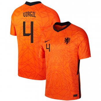 Netherlands National Team 2022 Qatar World Cup Virgil van Dijk #4 Orange Home Men Jersey