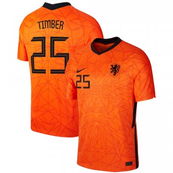 Netherlands National Team 2022 Qatar World Cup Jurrien Timber #25 Orange Home Men Jersey