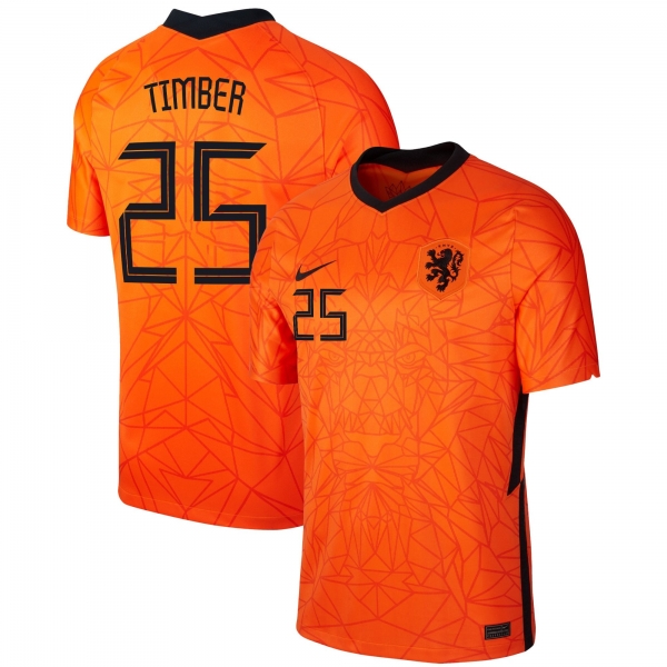 Netherlands National Team 2022 Qatar World Cup Jurrien Timber #25 Orange Home Men Jersey