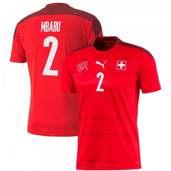 Switzerland National Team 2022 Qatar World Cup Kevin Mbabu #2 Red - Garnet Home Men Jersey