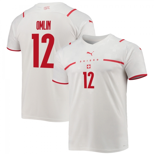 Switzerland National Team 2022 Qatar World Cup Jonas Omlin #12 White - Red Away Men Jersey